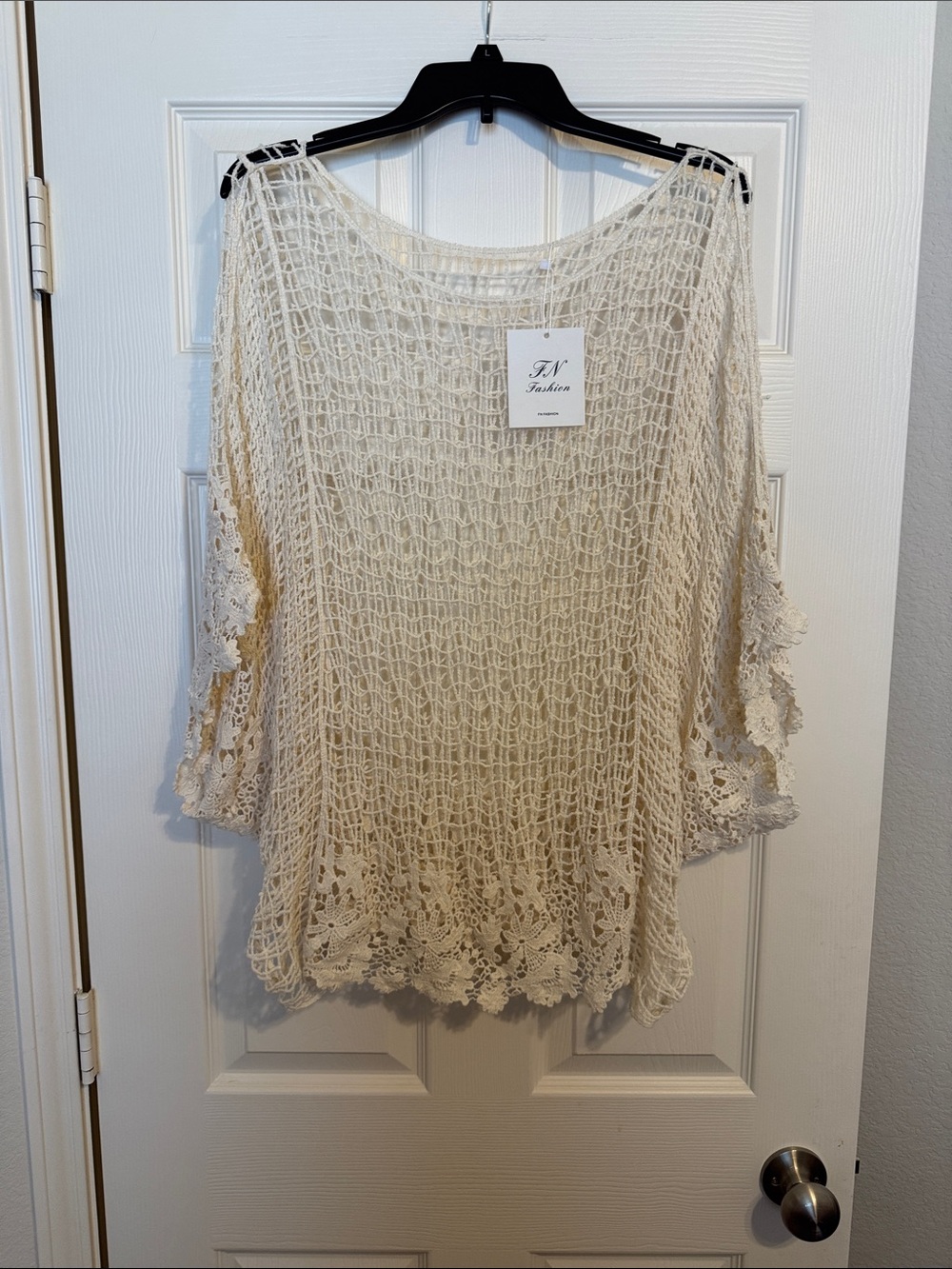 Boho Crochet Tunic Top - Cream EUROPEAN CROCHET BOUGHT THERE